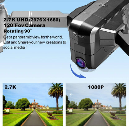 F24 PRO 4K UHD Drone, GPS, 30-Min Flight, Foldable Mini Drone, Brushless Motors, FPV, Wi-Fi, RC Quadcopter for Kids & Adults, Beginners & Enthusiasts, Carrying Case, Black