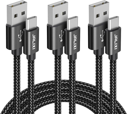 USB to USB C Cable, (3-Pack, 1/3/10 Ft) Fast Charging USBA to USBC Charger Cord Braided for Iphone 15 16 Pro/Pro Max/Plus, for Samsung Galaxy S24 S23 S22 S21 S25, Pixel, Moto