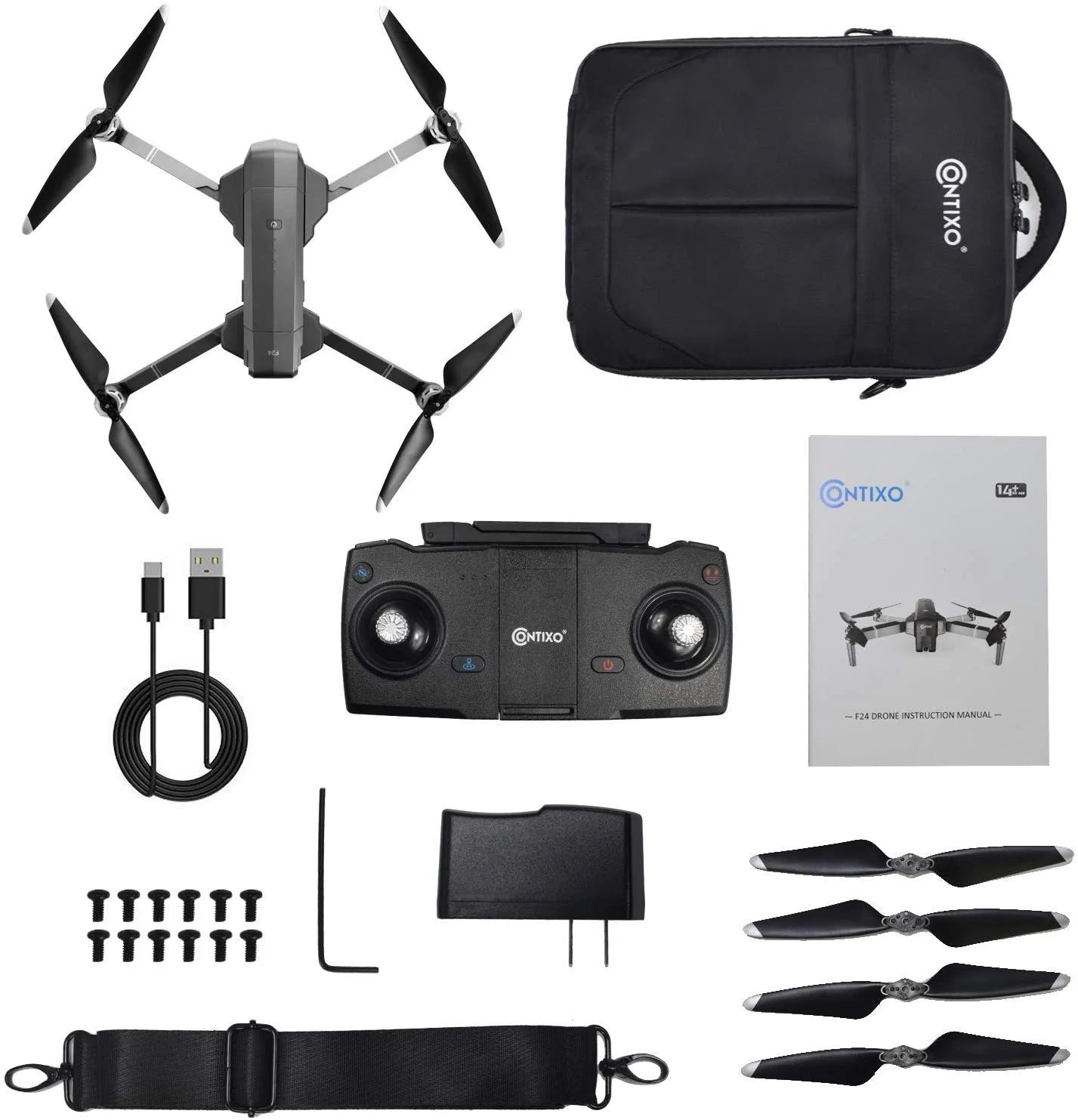 F24 PRO 4K UHD Drone, GPS, 30-Min Flight, Foldable Mini Drone, Brushless Motors, FPV, Wi-Fi, RC Quadcopter for Kids & Adults, Beginners & Enthusiasts, Carrying Case, Black