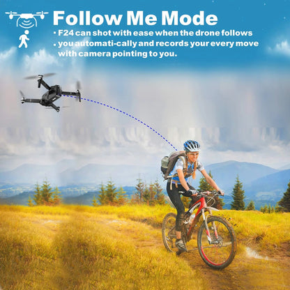 F24 PRO 4K UHD Drone, GPS, 30-Min Flight, Foldable Mini Drone, Brushless Motors, FPV, Wi-Fi, RC Quadcopter for Kids & Adults, Beginners & Enthusiasts, Carrying Case, Black