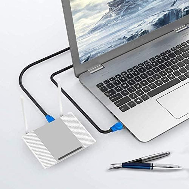 Cat5E Outdoor Waterproof Ethernet Cable with 24AWG RJ45 Plugs 350Mhz Direct Burial Network Internet Cable for Data LAN Routers Modems Black 50 Ft 1 Pack